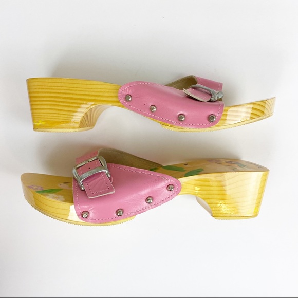 Woodies Real wood Heels Sandals Flamingo Pink Sz 5 - Picture 10 of 11